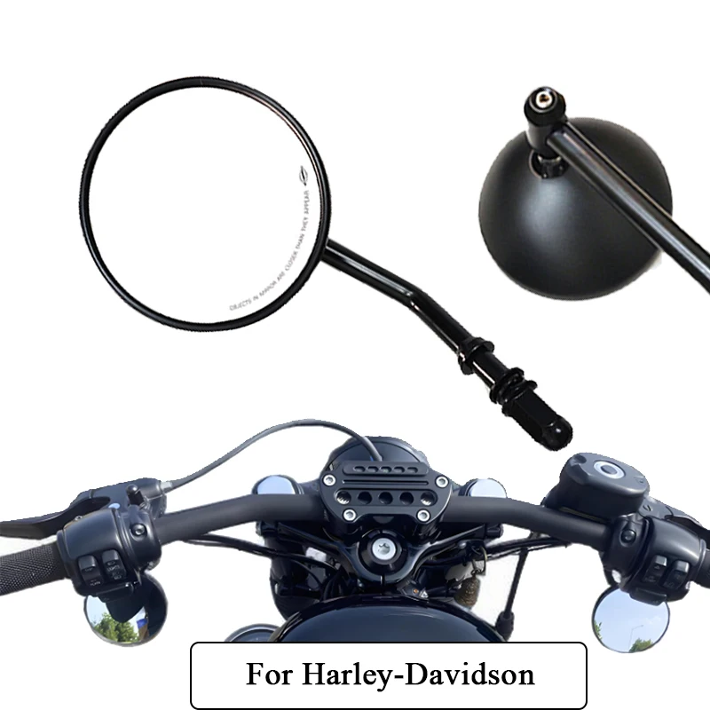 

For Harley-Davidson Cafe Racer Rear View Mirror Small Round Side Mirrors Retro Aluminum Convex Mirror Motorcycle Accessories