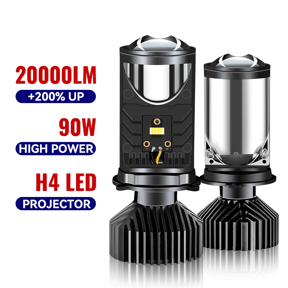 Motorcycles HeadLamp High Low Beam Fog Lights Car Headlight Mini Lens H4 Mini LED Projector Turbo Fan Y6 Bulb Canbus Auto