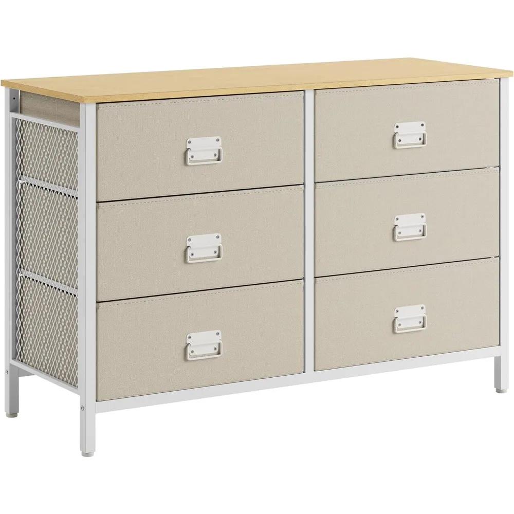 

Bedroom Dresser Furnitures Storage Unit With 6 Fabric Drawers File Cabinets for the Living Room Steel Frame Clothes Closet Chest