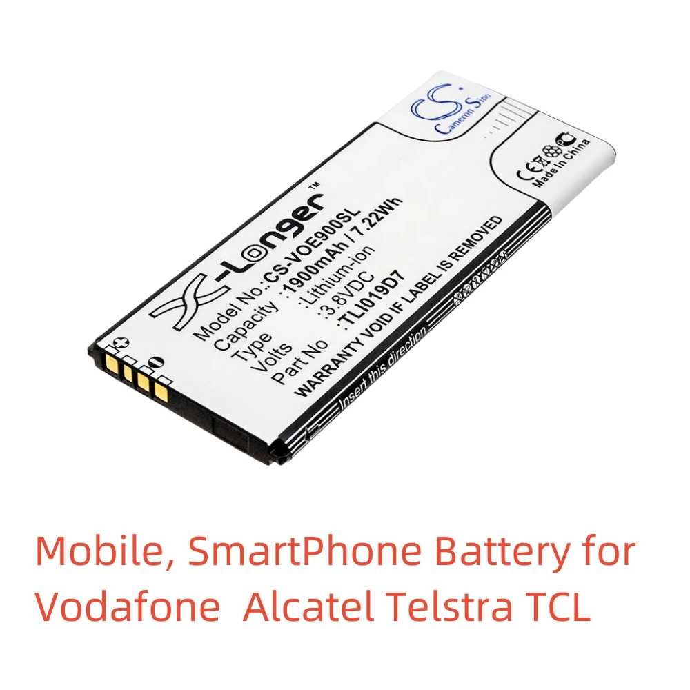 Li-ion Mobile Smartphone Battery | 3.8V, 1900mAh | Compatible with Vodafone, Alcatel, Telstra, TCL (VFD520, VFD527, 5033T)