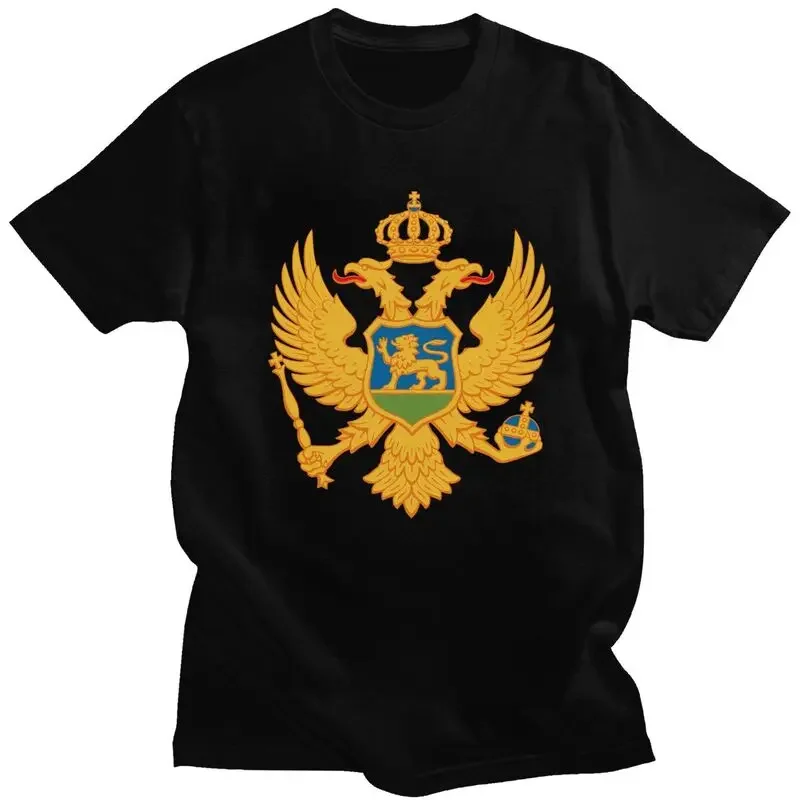 Classic Coat Of Arms Of Montenegro T Shirt Men Short Sleeve Pure Cotton T-shirt Summer Tee Streetwear Tshirts