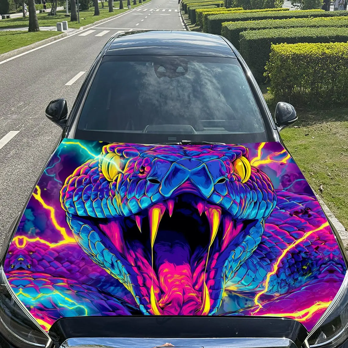 غلاف فينيل للسيارة الملون الشرس بيثون، ملصق غطاء محرك السيارة المقاوم للماء من مادة PVC، ملصق ذاتي اللصق مقاوم للخدش #4