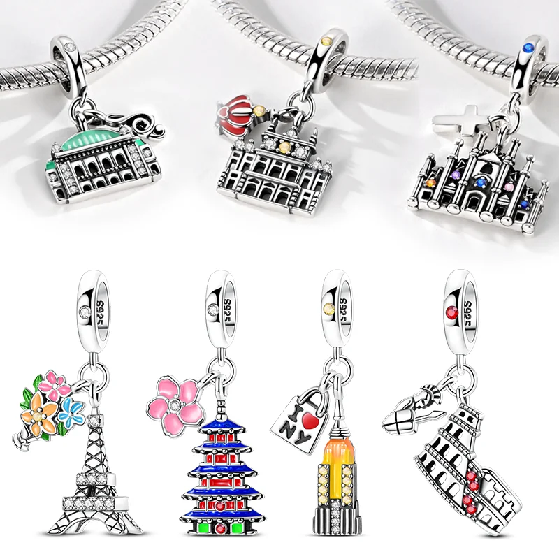 Passend für Original-Armbänder DIY 925 Silber Tokyo Paris Rom Wien Konstruktionen Charm-Perlen Frühlingsfest Schmuck Geschenk
