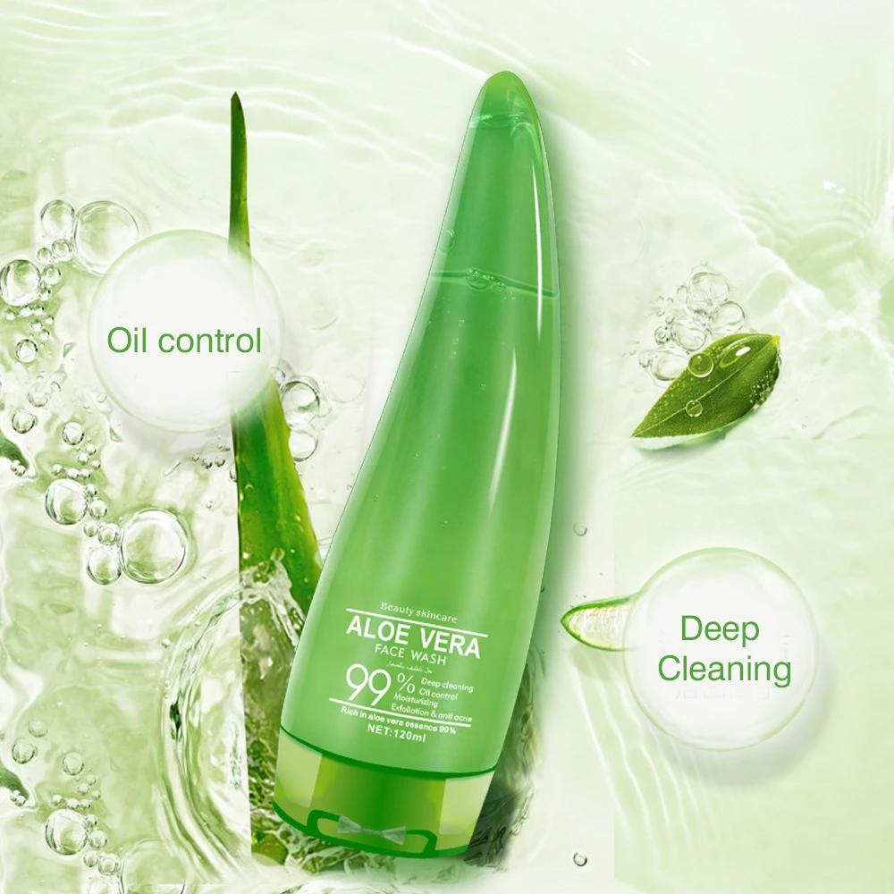 120ml revitalizing moisturizing Aloe Essence Facial Cleanser Mild Moisturizing Oil-Control Facial exfoliating gel Cleanser