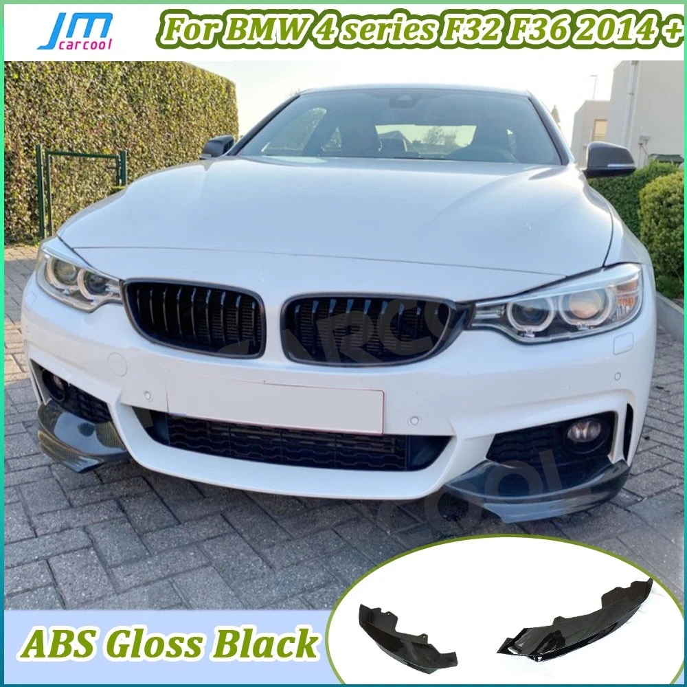 

ABS Gloss Black front bumper splitters canards for BMW 4 series F32 F36 M sport 2014 UP Carbon Look 2PCS