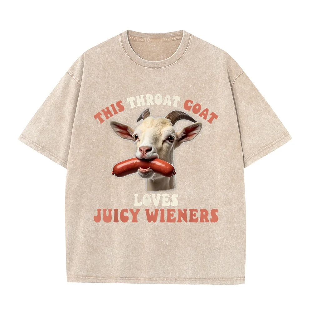 Funny Goat Swallows Juicy Wieners Inappropriate Adult T-Shirt メンズ Anime Shirt Man Clothes Full Size Men Tee Casual Cotton T