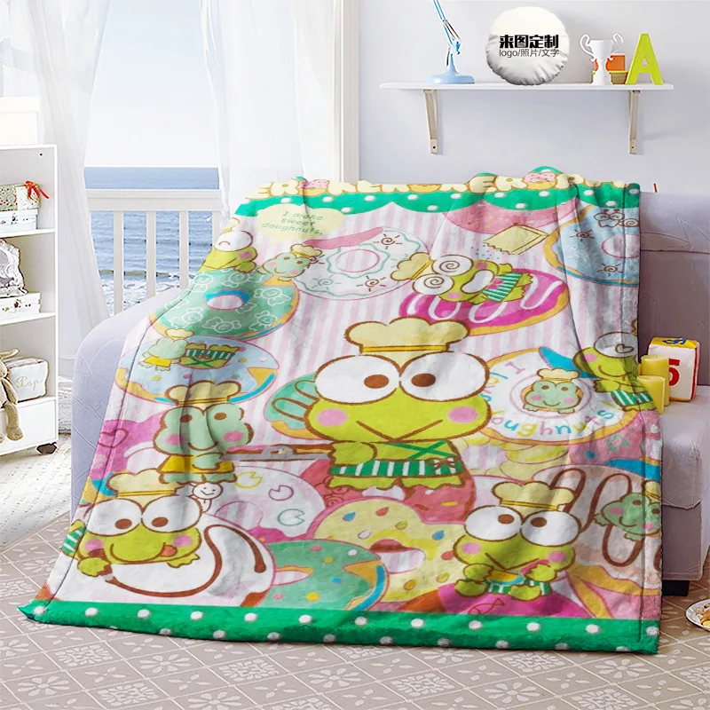 Anime Keroro Green Frog Big Eyes Designer Blanket Soft Throw Bedspread Beach Warm Travel Cover For Kids Boys Girls Gift