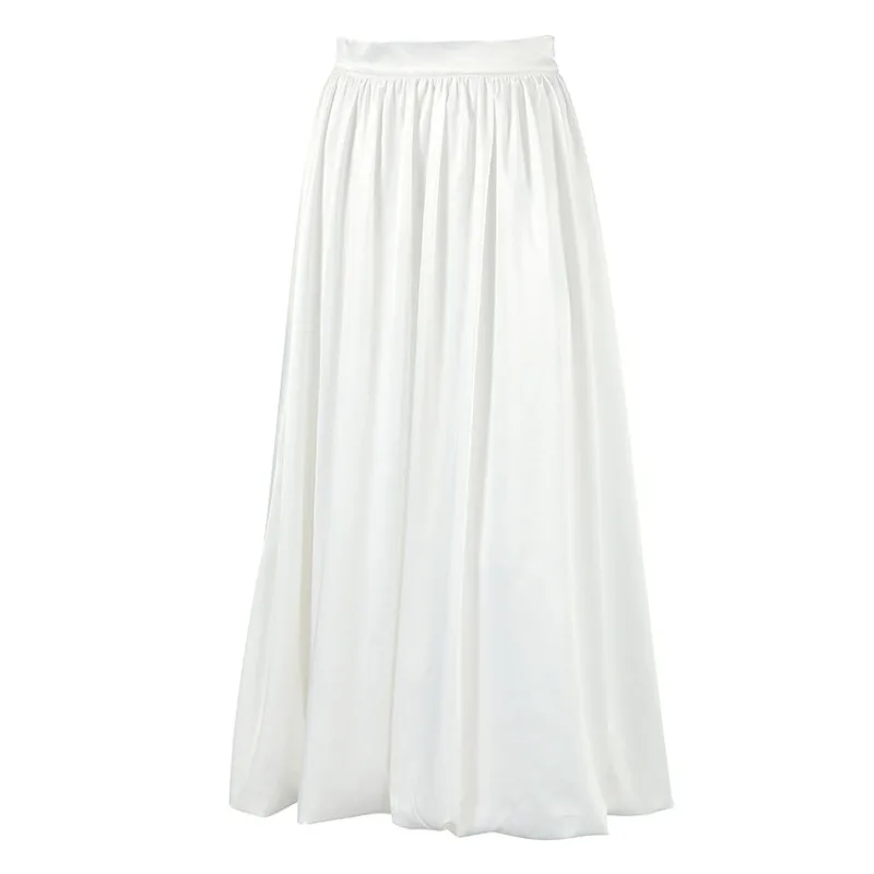 High end satin textured dress, long skirt, high waisted A-line skirt, half skirt, French cross-border elegant