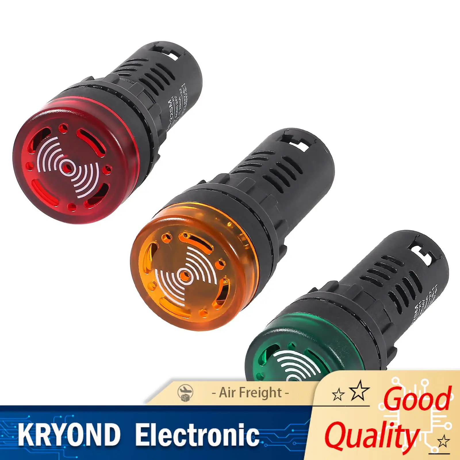 1PC 22mm Flash Signal Light Red LED Active Buzzer Beep Alarm Indicator Green Yellow AC 12V 24V 110V 220V Panel Diameter