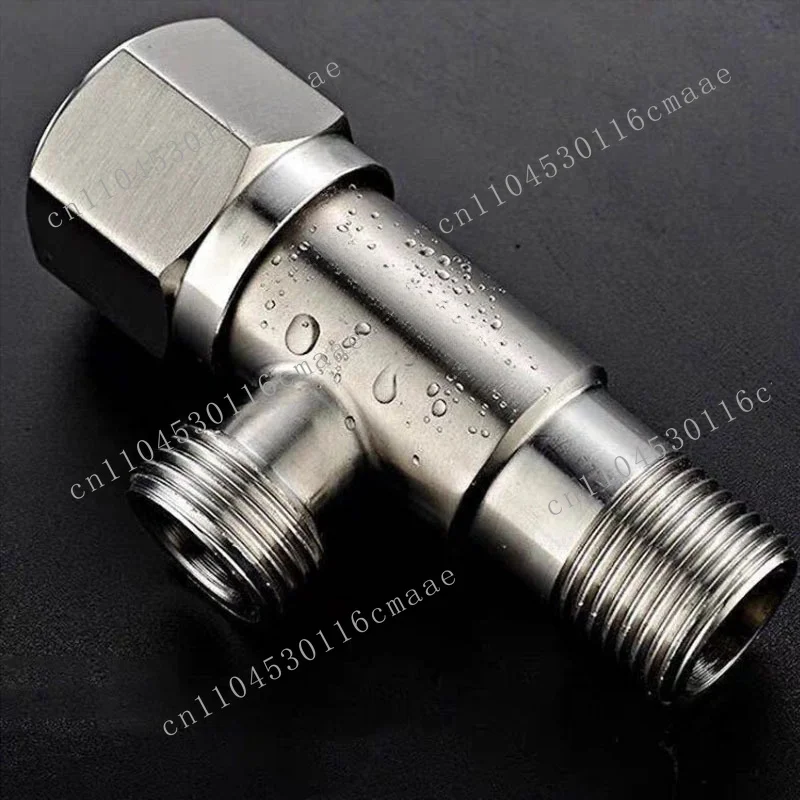 304 stainless steel hot and cold water lengthened triangle valve 4 points toilet stop valve water heater angle one in and 2 out