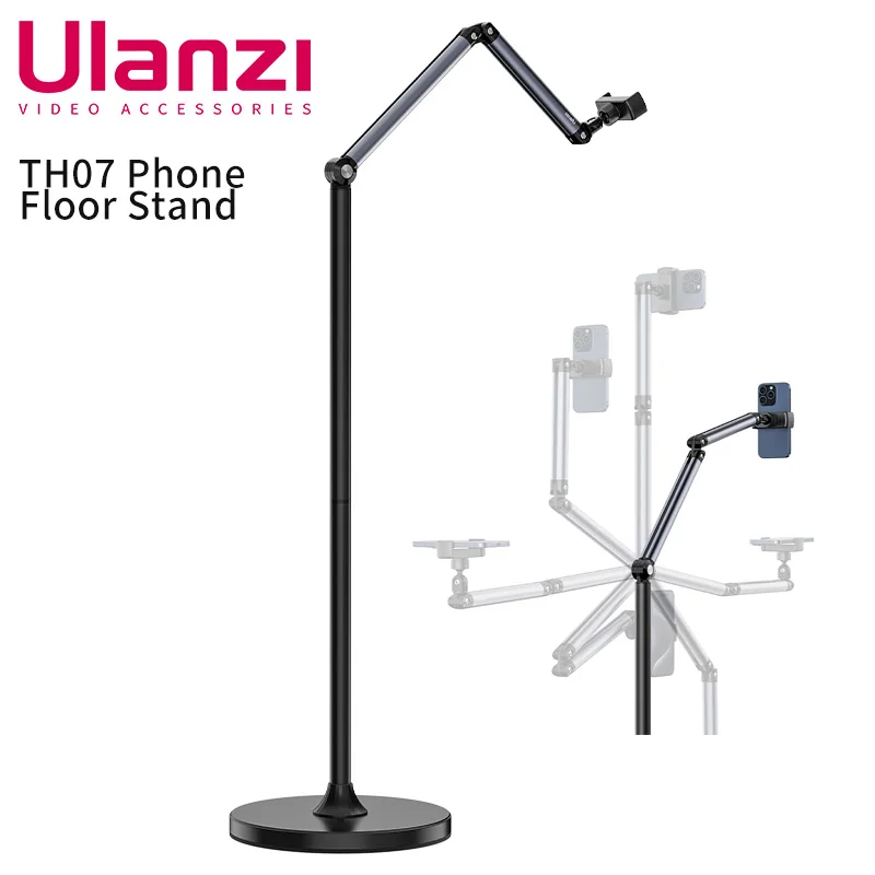 

Ulanzi TH07 Professional Mobile Phone Floor Stand Adjustable Angle Live Broadcast Tripod Bracket for iPhone 15 14 Selfie Holder