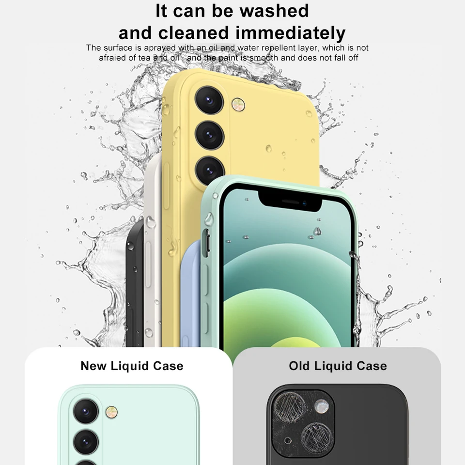 Funda cuadrada de silicona líquida para Samsung Galaxy S26 S25 S24 S23 S22 Ultra Plus S26Ultra, cubierta suave 4
