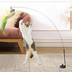 Simulation Bird interactive Cat Toy Funny Feather Bird with Bell Cat Stick Toy For Kitten Playing Teaser Wand Toy Cat Supplies