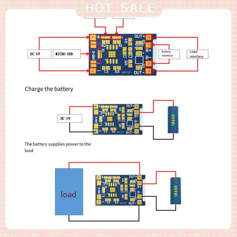 24-Hour Delivery 50 PCS TP4056 Micro-USB 18650 Lithium Battery Charging Board 5V 1A Charger Module With Protection Dual Function