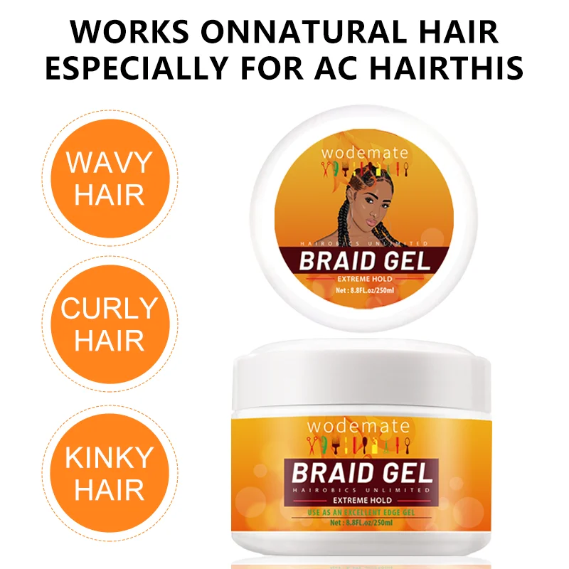 Braid Gel Strong Hold kontrola krawędzi bez łuszczenia krem do modelowania włosów długotrwały żel do stylizacji włosów na warkocze zamki skręty Cornrows