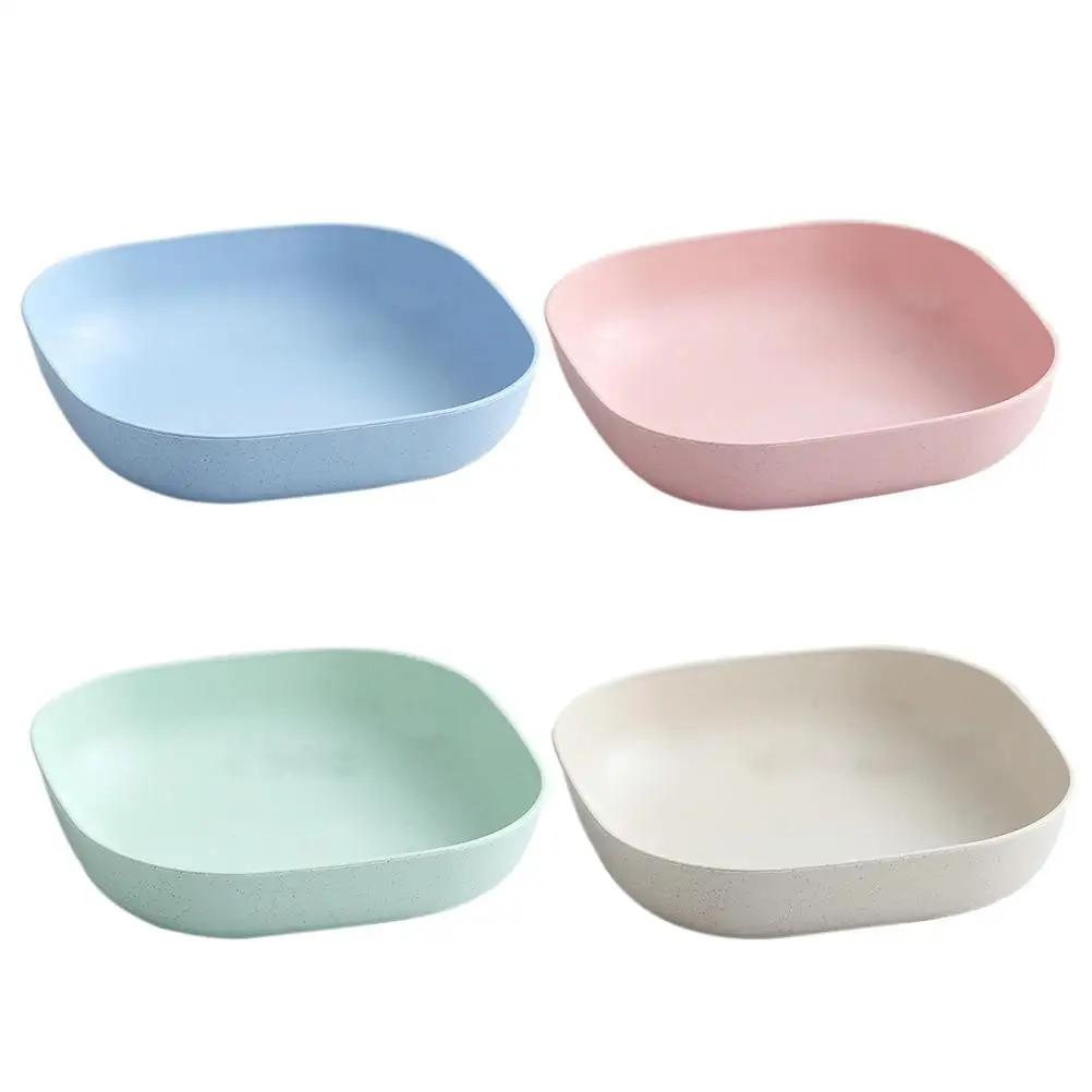 

4Pcs Stackable Food Bowls Salad Vegetable Fruit Container Snack Dishes Square Kitchen Dinnerware Sets Non Slip Base Lightweight