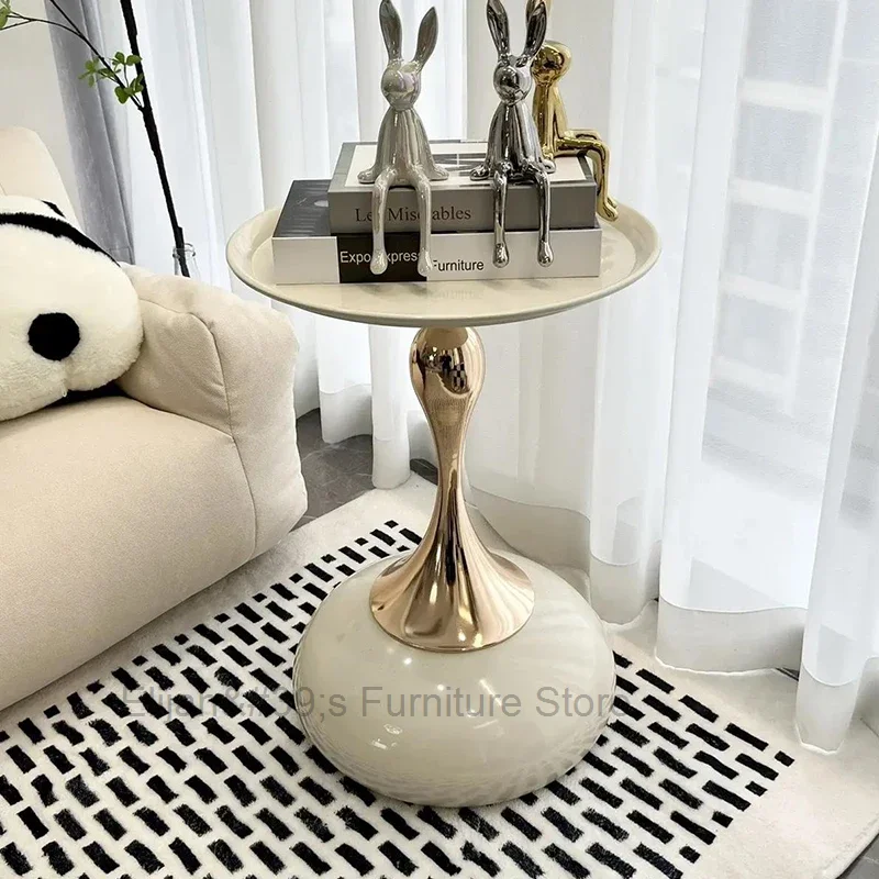 

Ornaments Small Luxury Side Table Living Room Aesthetic Balcony Mobile Side Table White Design Mesa Auxiliar Salon Furniture