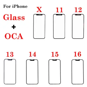 Bilashmart 1 BackShell Front Screen Outer Glass With OCA iPhone X XS XR Max 11 12 13 14 15 16 Pro Max Mini 14 15 16 Plus LCD External Lens