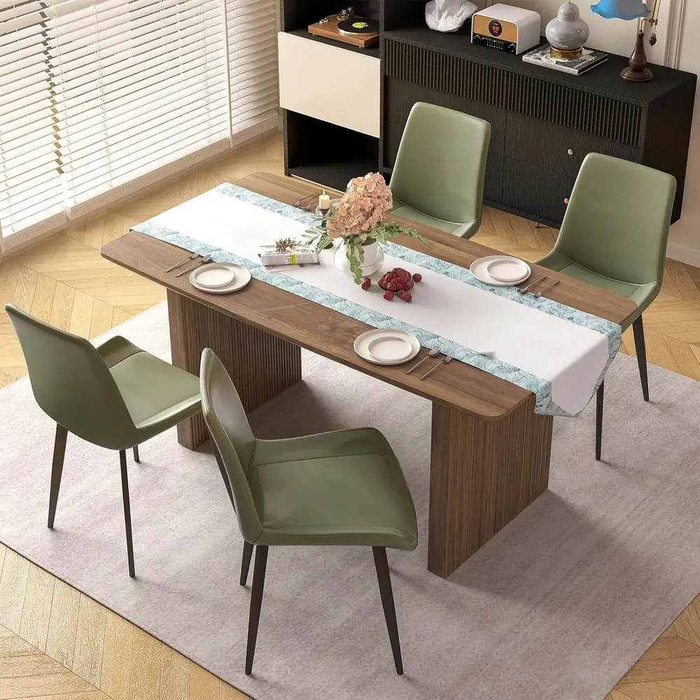 

Set of 4 PU Leather Dining Chairs, Waterproof and Easy-to-Clean, Curved Backrest, Sturdy Metal Legs, Suitable for Home and Comme