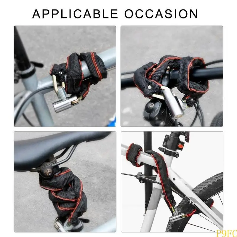 P9FC Bicycles Chain Lock for Motorcycle Electric Bike Bicycles Chain Lock, Heavy Duty Anti Theft Bike Chain Lock with 2