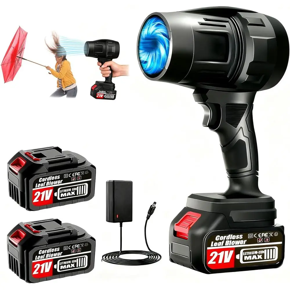 

Leaf Blower Cordless with 2 x 4.0Ah Battery and Charger, 600,000 RPM Turbo Air Jet Blower, Lightweight Handheld Blower with Adju