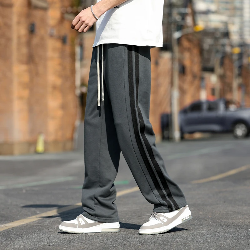 Y2K High Street Straight Men's Leg Pants Loose All Match Mopping Drape Wide Full Length American Style Jogging Fitness Trouser