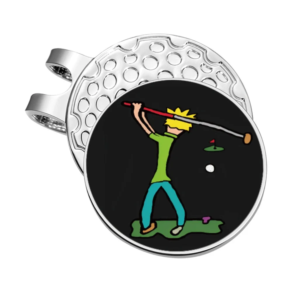 

Magnetic Golf Hat Clips Golfer Pattern Trendy Decorative Golf Ball Marker Metal Material Position Marker Golf Cap Clips