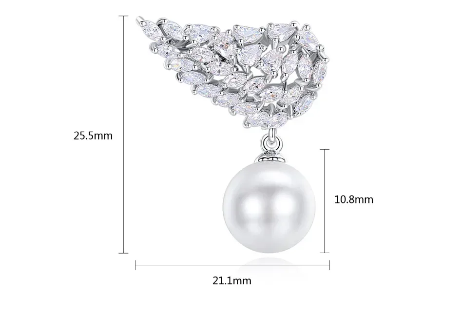 Nueva joyería de moda alas de circón alas de circón modelos femeninos perla cristal de mujer austriaca pendientes con nombre gemelos micro conjunto