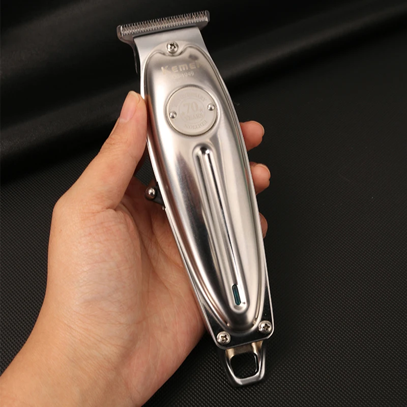 Kemei Professional Hair Clipper All Metal Men Electric Cordless Hair Trimmer 0mm Baldheaded T Blade Finish Haircut Machine 1949