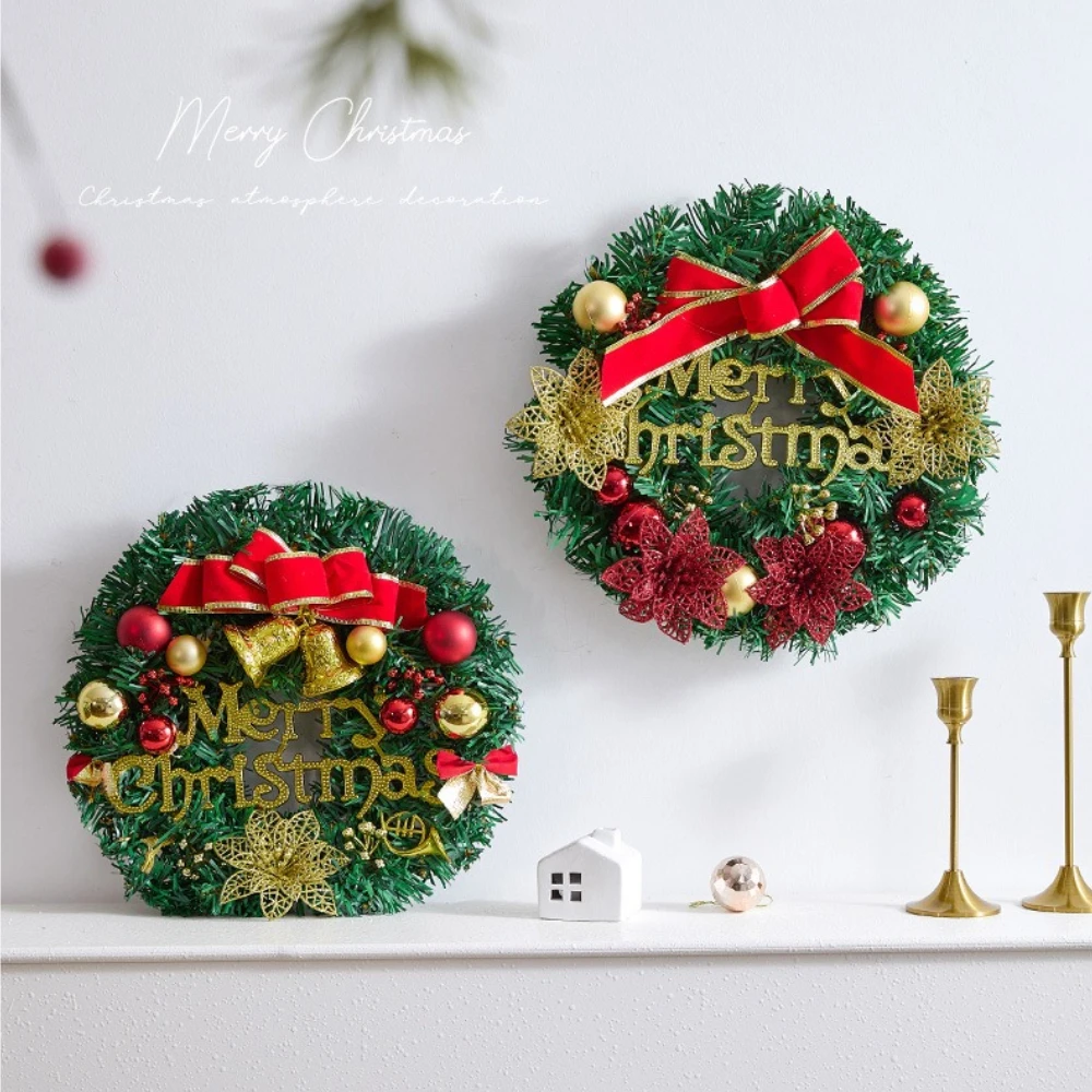 

30/32cm Garlands Decorative Wreath Xmas Rattan Christmas Wreath Christmas Door Hanging Hotel Shopping Mall Christmas Hanging