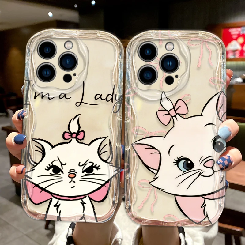 Disney Cartoon Marie Cover For Apple iPhone 15 14 13 12 11 Pro X XR XS Max Plus 8 7 Plus SE Wave Oil Phone Case