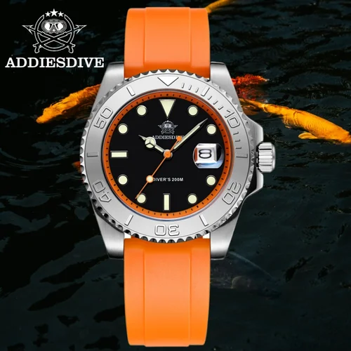 Imagen 2 del producto ADDIESDIVE 41mm AD2040 Reloj deportivo para buzo correa de goma TPU Reloj luminoso azul Hombre 200m relojes de cuarzo impermeables
