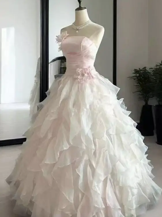 

Pink Fing Princ Evening Gown Women's High-End Super Fairy T Beautiful Birthday Banquet Adult Ceremony Performance Pu...