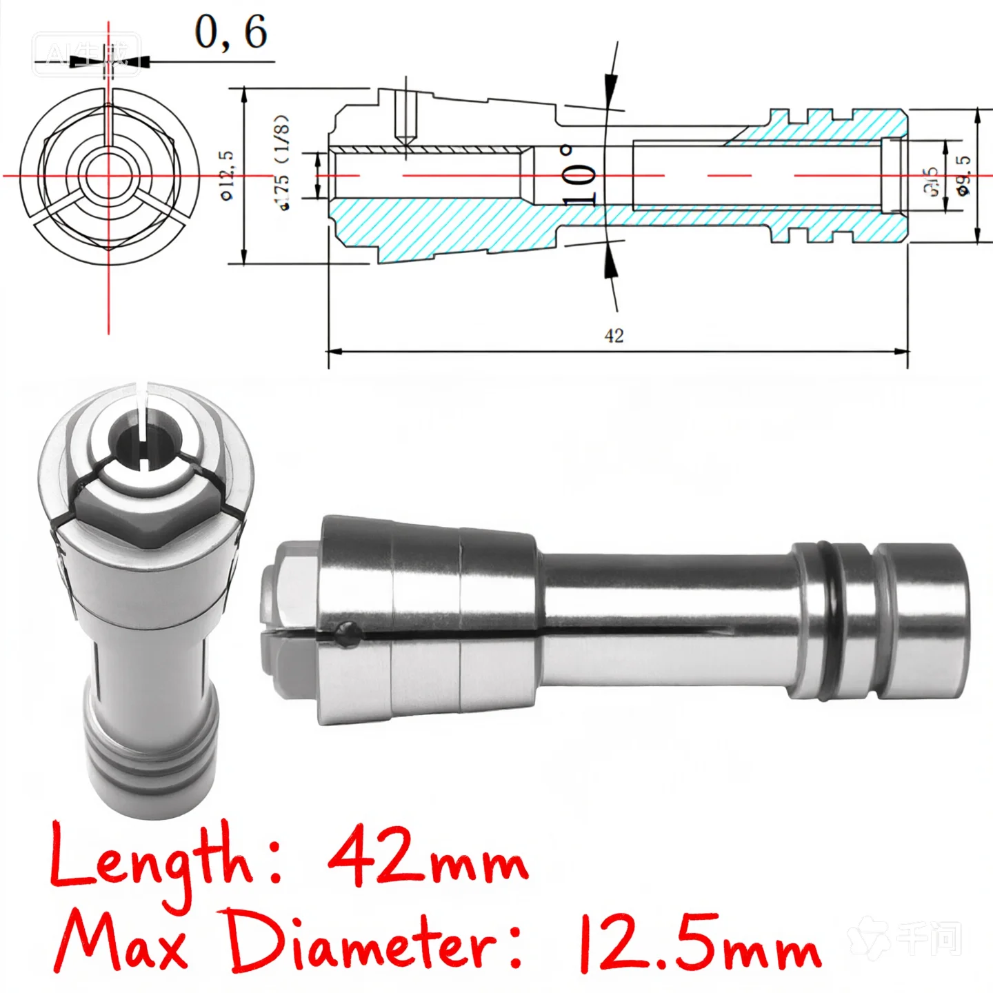 1PC High Precision Collet Chuck Heads 263504 Replacement Parts Fit DGZ60E DGZ60M Engraving Carving Machine Tool Parts