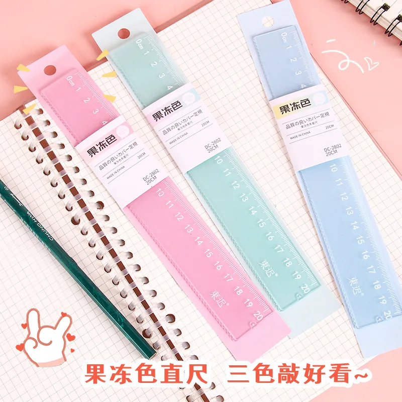 Transparent Jelly Color Ruler 20cm Plastic Rulers Kids Ruler School Stationery Supplies Straight Ruler Measuring Tool Wholesale