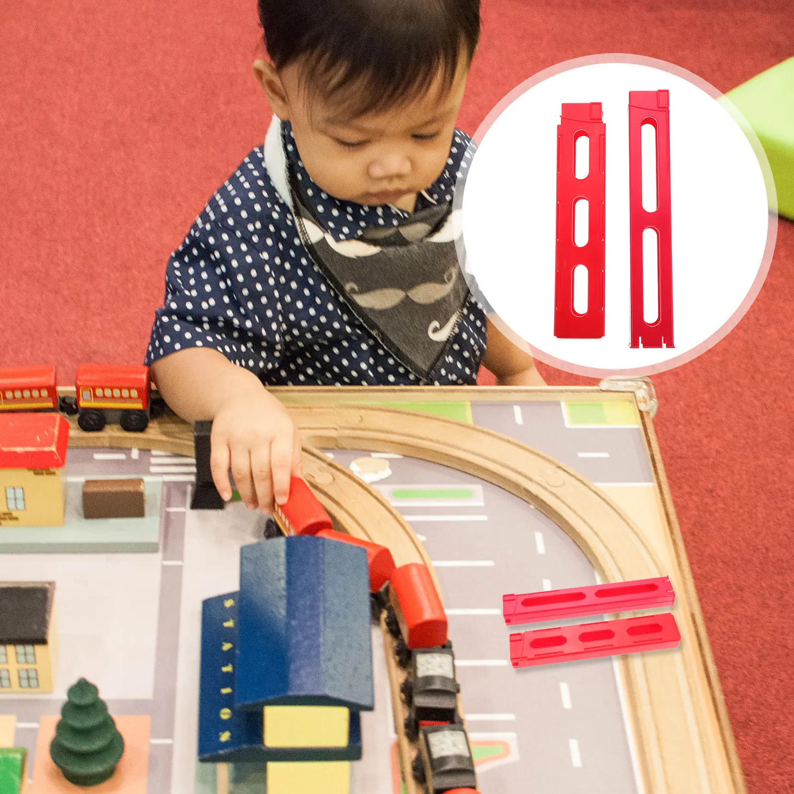 

2pcs Domino Train Accessories For Kids Bright Color Safe Plastic Toddler Dominoes Smooth Surface Develop Hands-On Ability