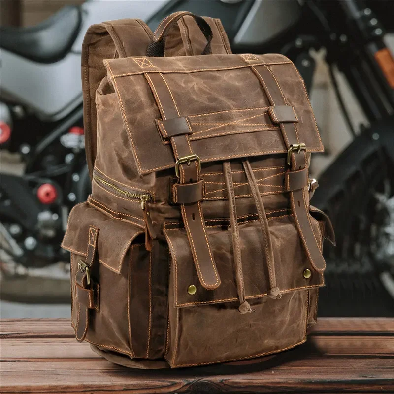Tribe Series Pepper Salt Paratrooper Locomotive Vintage Canvas Travel Waterproof Tooling Backpack