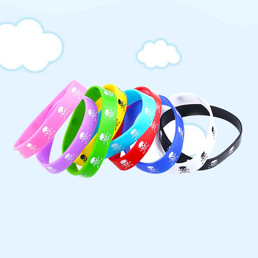 

15Pcs Skull Design Silicone Wristbands Mixed Color Sports Bands Wrist Protection Comfortable Gel Band Women Wrist