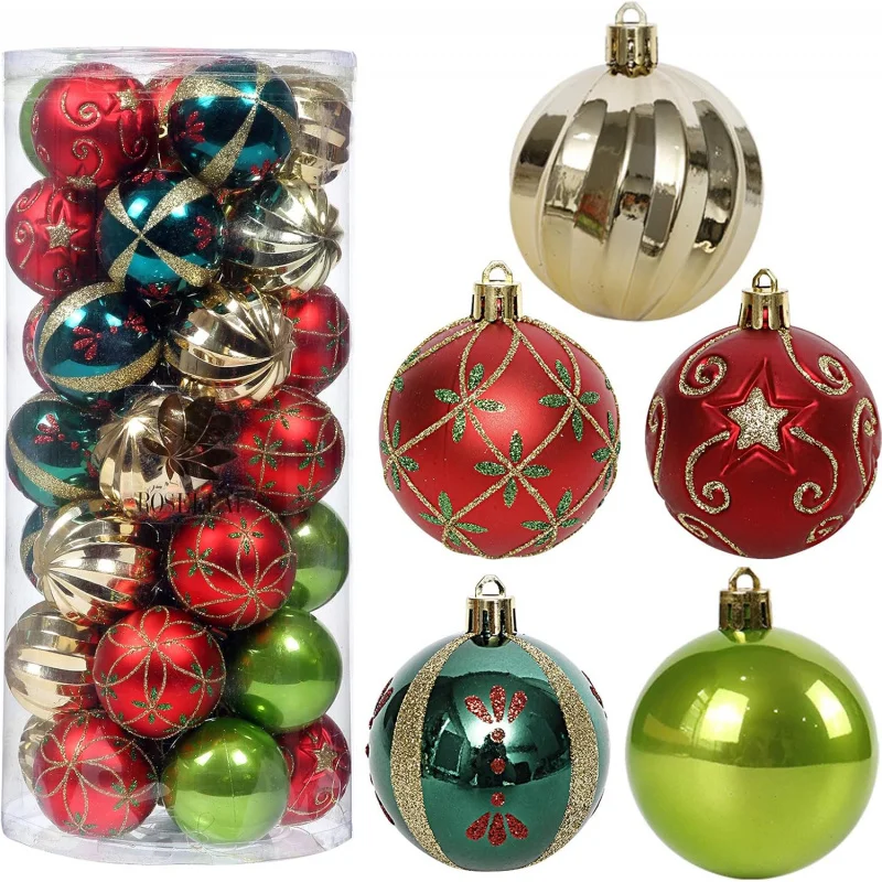 

Christmas tree decoration 6cm electroplated ball red green gold shatterproof hanging basket set