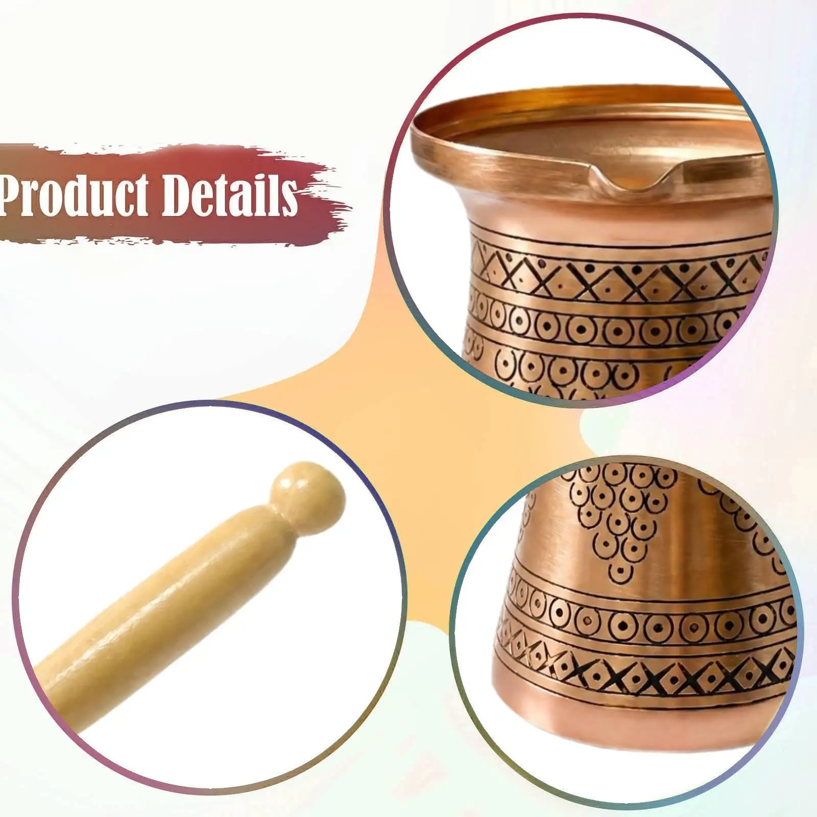 Turkish Coffee Pot Thick Small 400ml Handmade Stovetop Coffee Maker Teapot with Wooden Handle for Office Home Bar Cafe Kitchen view 3
