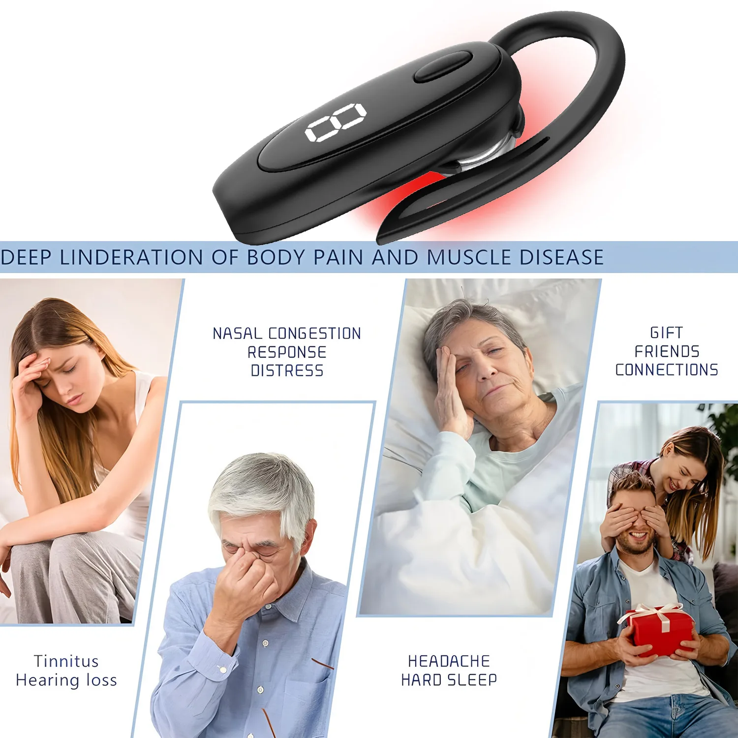 Portable Ear Canal Laser Irradiator Rechargeable Laser Ear Irradiator Reduce Tinnitus 650NM Red Eight Therapy Device for Ears