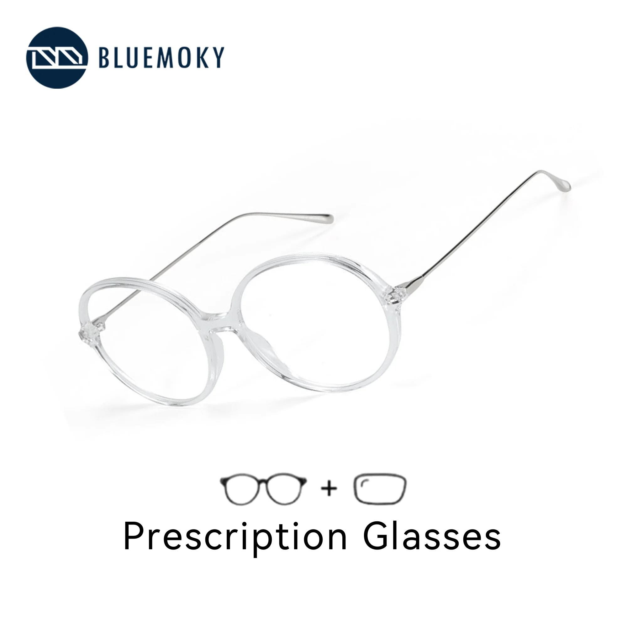 

BLUEMOKY Acetate Round Prescription Glasses Myopia Optical Eyeglasses for Women Anti Blue Light Photochromic Eyewear