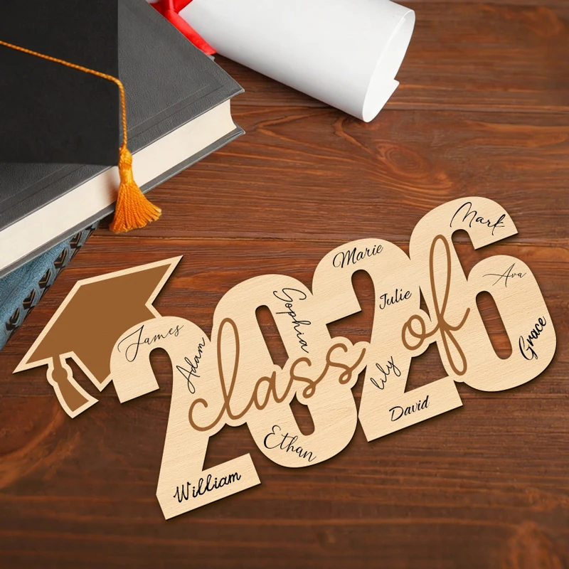 YOMDID فئة 2026 كشك تصوير التخرج الدعائم كشك تصوير خشبي مع قبعة التخرج زينة التخرج والاحتفالات #3