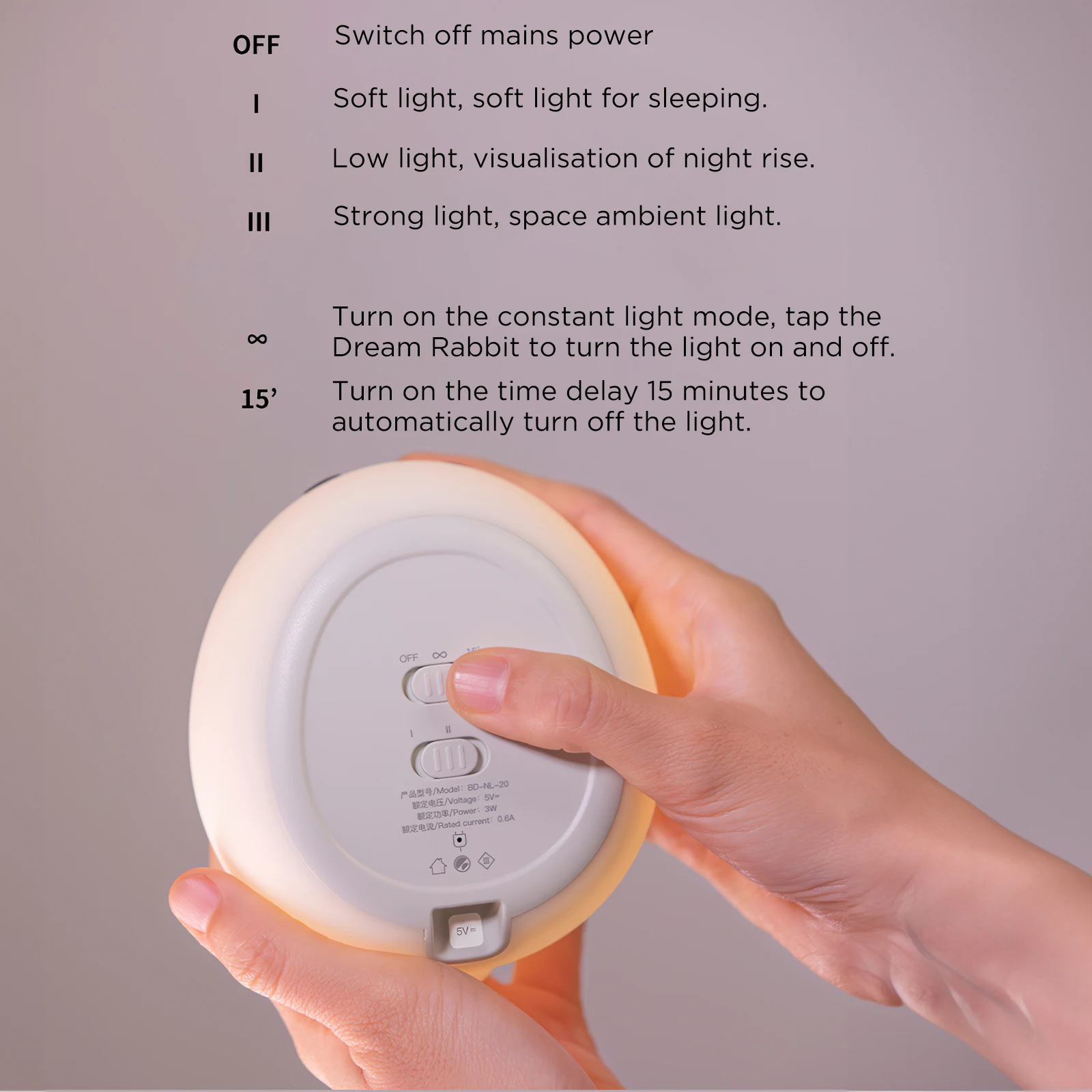 Led Silicone Night Light 3 Levels Adjustable USB Bedroom Bedside Cute Rabbit Lamp With Timing Function Night Lamp For Kids ​Gift
