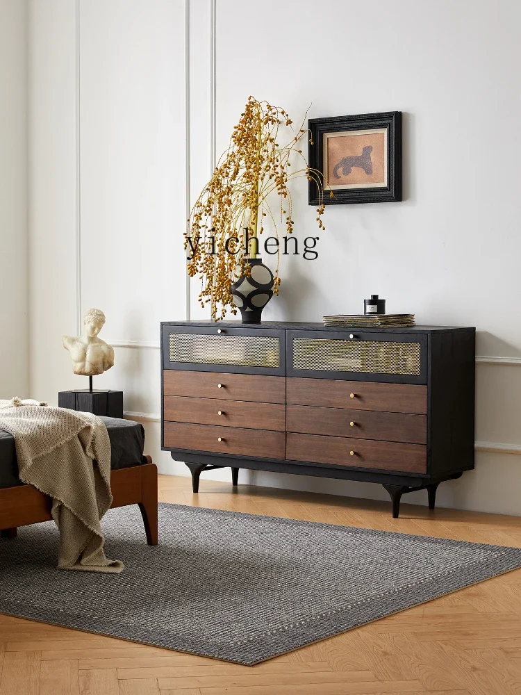 ZC Solid Wood Chest of Drawers Locker Bedroom Storage Cabinet Chest of Drawer Clothes Closet Living Room Storage Cabinet