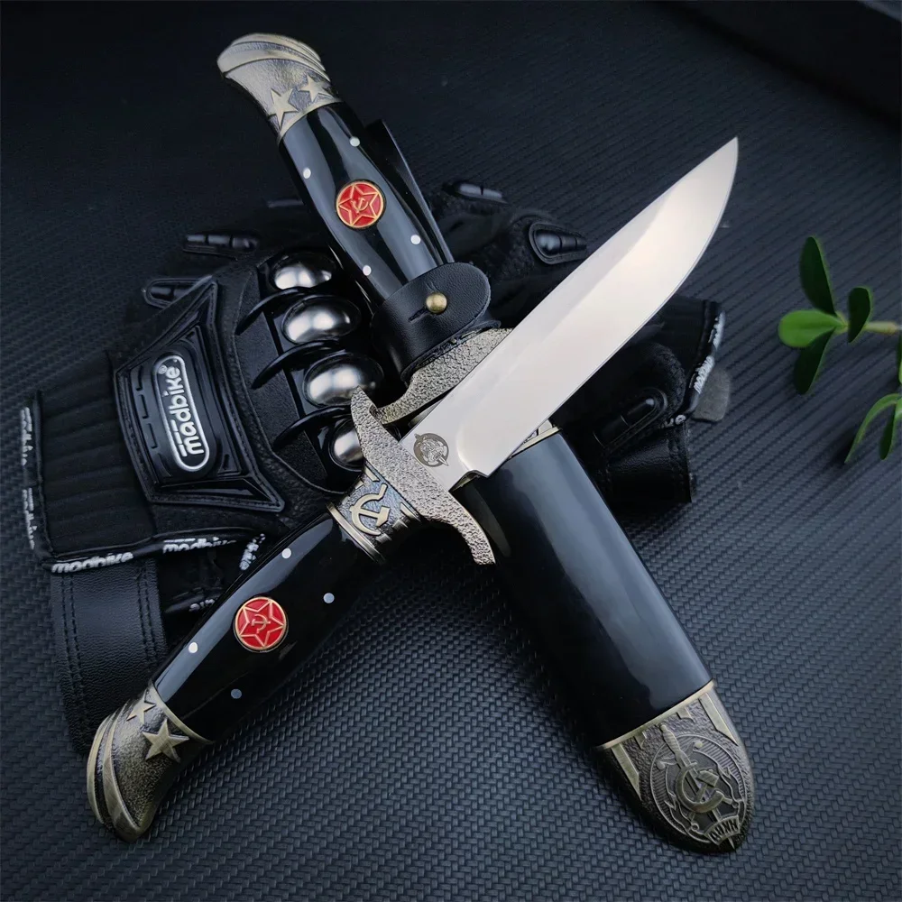 New Russian Ussr Finka NKVD Fixed Blade 7CR13Mov Blade Zinc Alloy & Resin Handle Hunting Knife Military Tactical Full Tang Knife