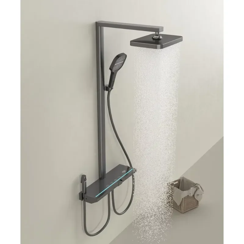Gray Luxurious Chrome Plated Bathroom Shower , All Copper Material for Hot and Cold Switches Bathroom Shower Set