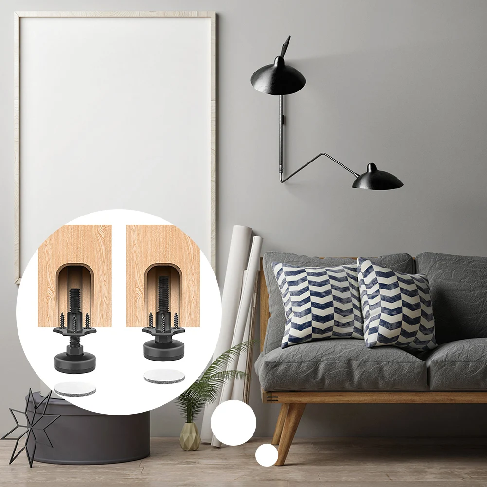 

4 шт. регулируемые выравнивающие ножки, сверхмощные черные мебельные ножки, поддержка 1320 фунтов, комплект Т-образных гаек для шкафов или столов для регулировки высоты