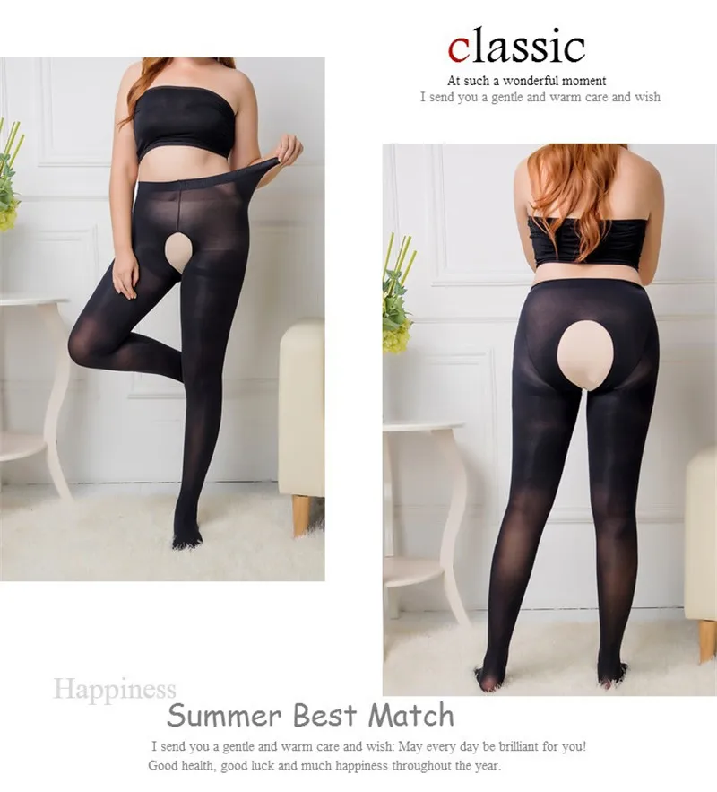 

130kg Crotchless Women Pantyhose 120D Sexy Erotic Super Elastic Velvet Open Tight Autumn Large Size Pantyhose Open Crotch