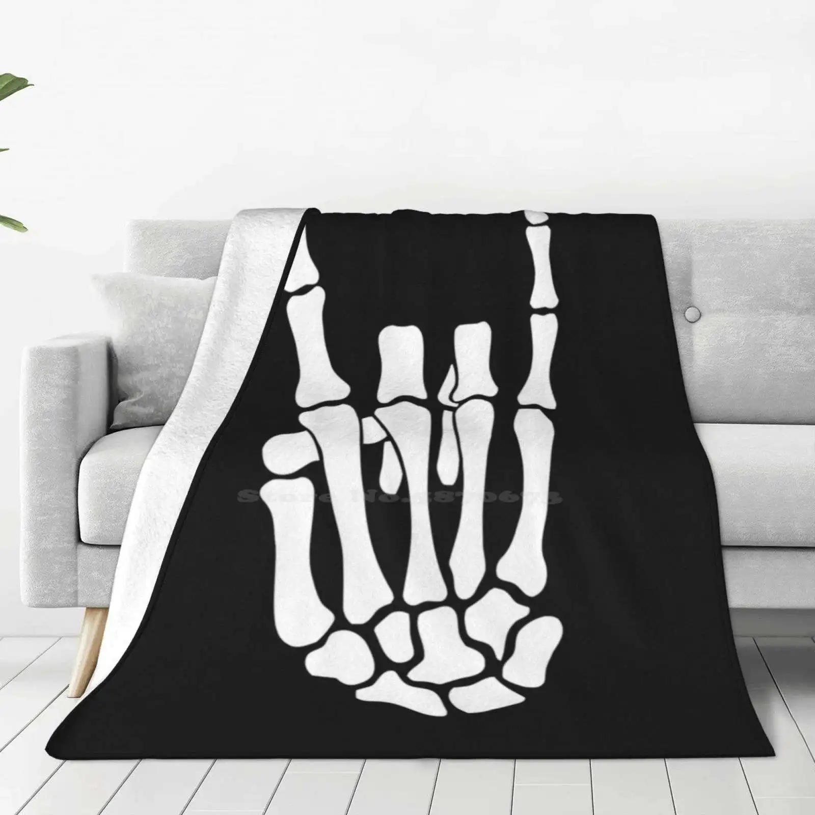 Heavy Metal To The Bone New Arrival Fashion Leisure Warm Flannel Blanket To The Bone Horns Up Heavy Metal Sign Heavy Metal